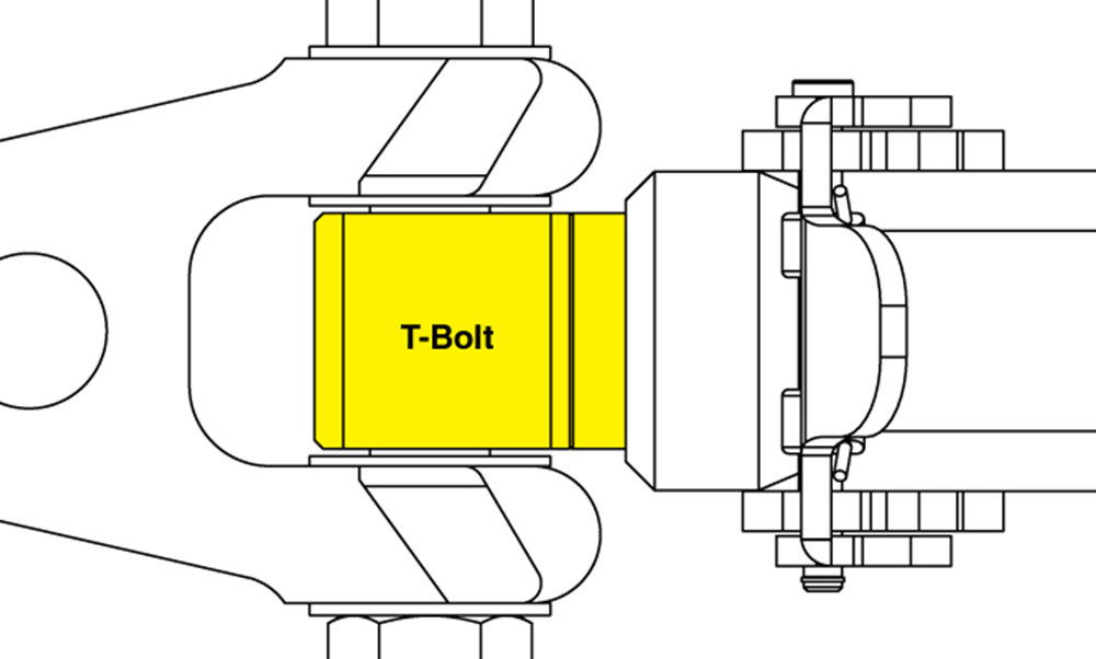 Figure 4 — T-bolt assembly with no roll-pin holes (not subject to this recall)